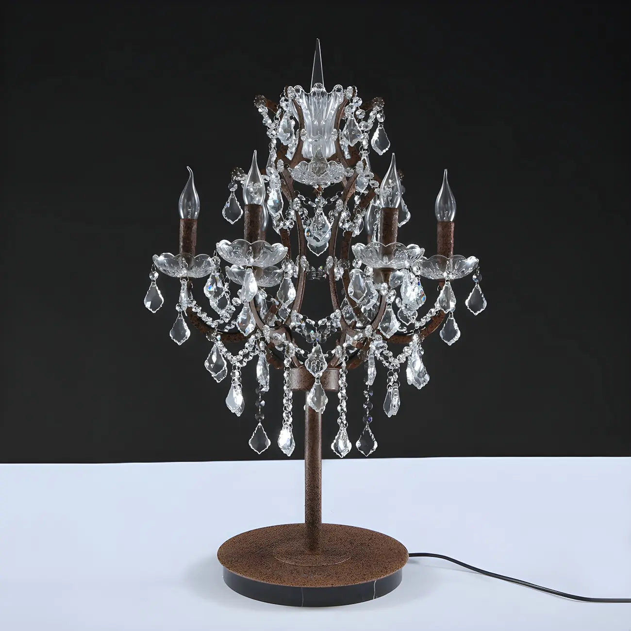 Luxurious 6-Light Gold Candlestick Crystal Table Lamp