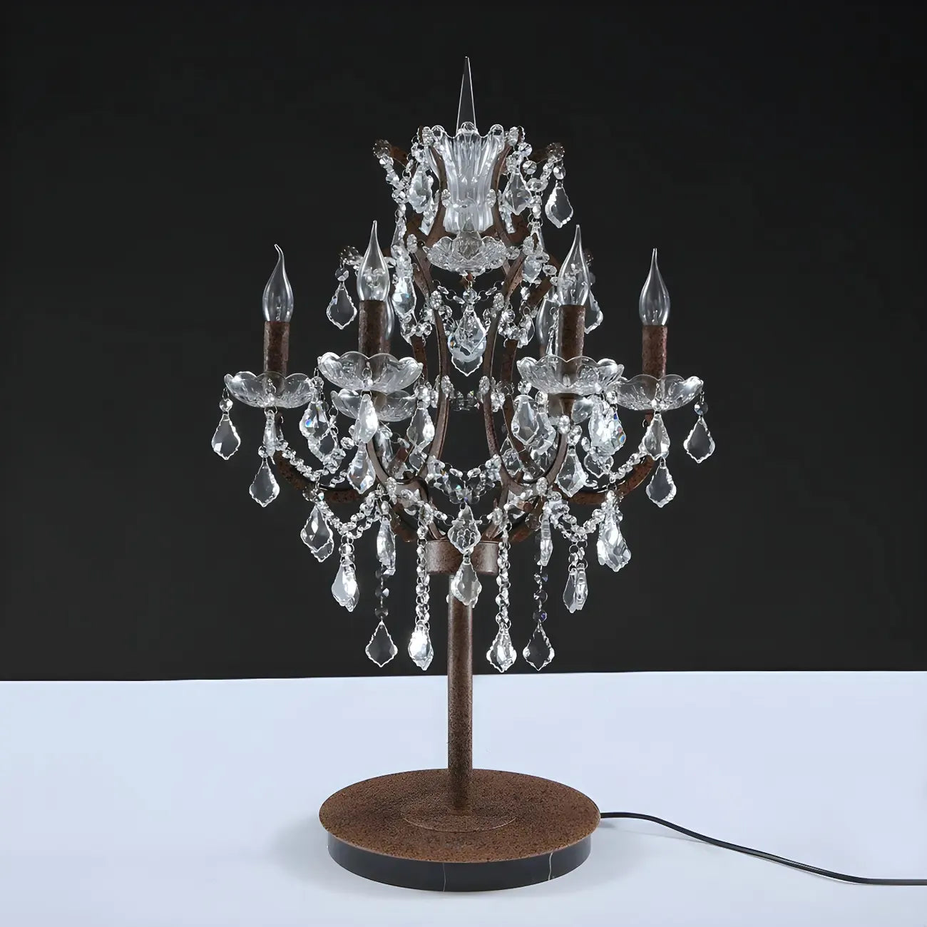 Luxurious 6-Light Gold Candlestick Crystal Table Lamp