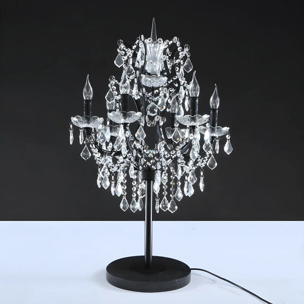 Luxurious 6-Light Gold Candlestick Crystal Table Lamp