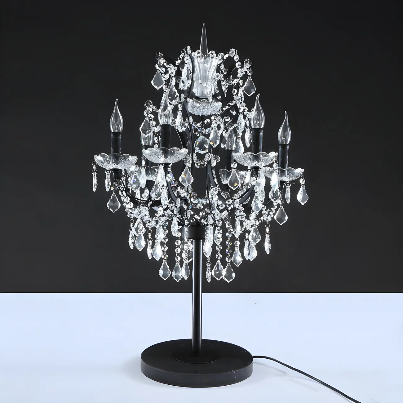 Luxurious 6-Light Gold Candlestick Crystal Table Lamp