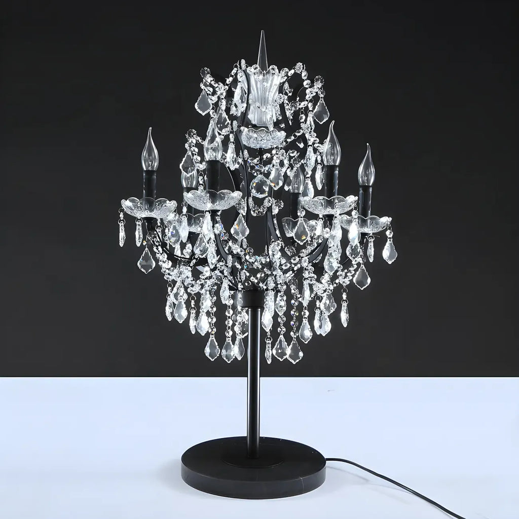 Luxurious 6-Light Gold Candlestick Crystal Table Lamp