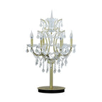 Luxurious 6-Light Gold Candlestick Crystal Table Lamp