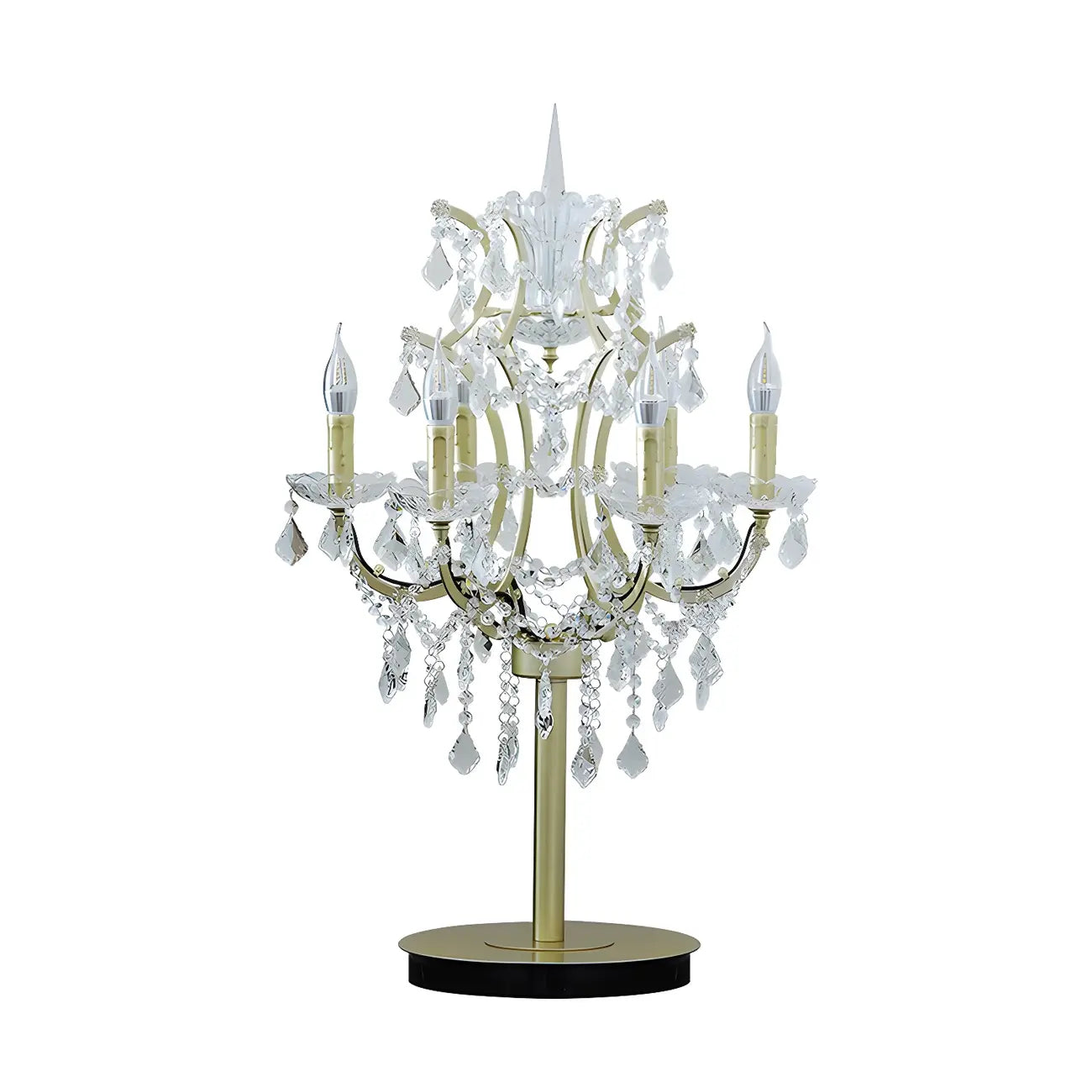 Luxurious 6-Light Gold Candlestick Crystal Table Lamp