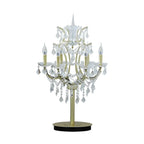 Luxurious 6-Light Gold Candlestick Crystal Table Lamp