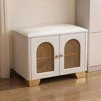 Cubic Wooden Upholstered Entryway Bench with Doors