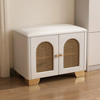 Cubic Wooden Upholstered Entryway Bench with Doors