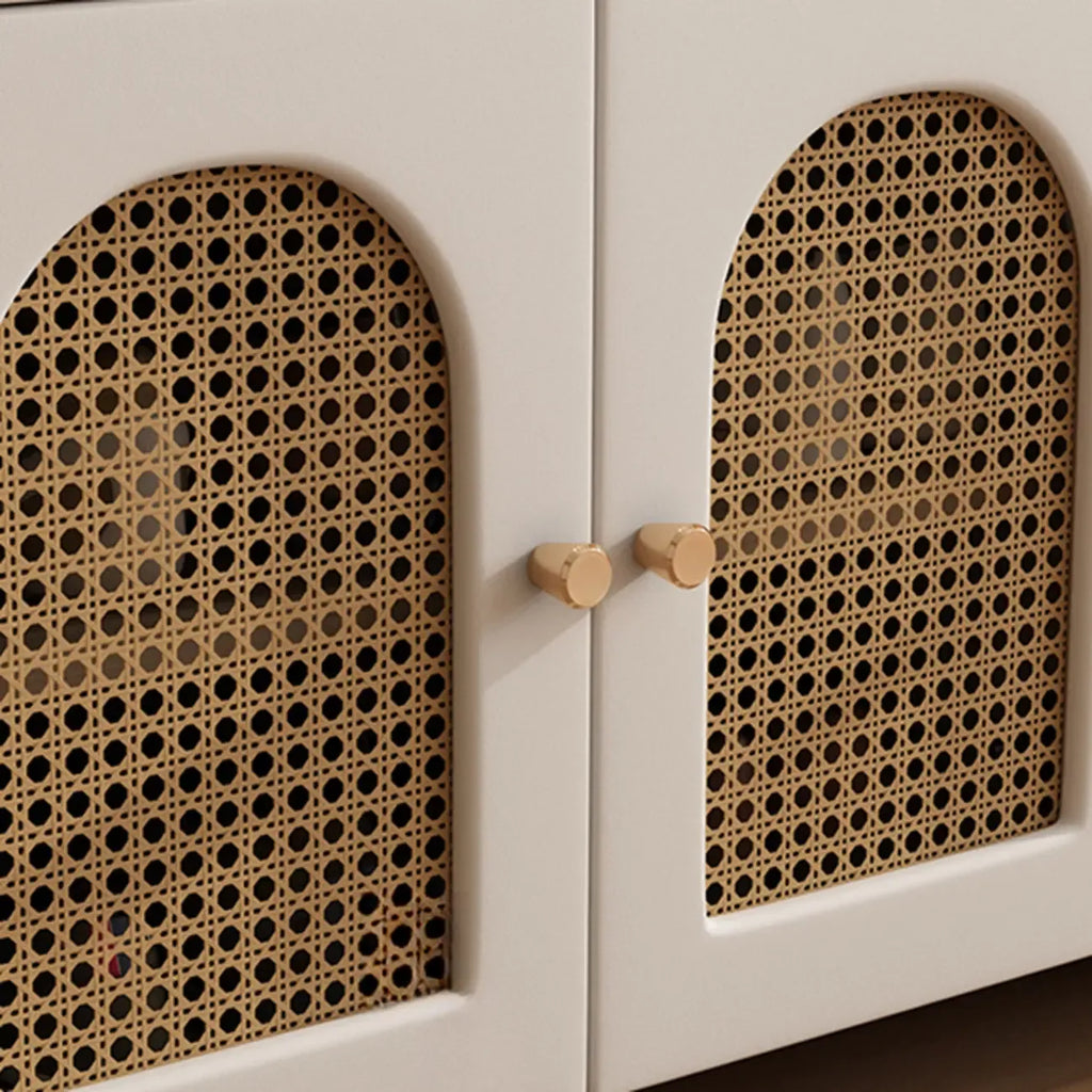 Cubic Wooden Upholstered Entryway Bench with Doors