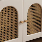 Cubic Wooden Upholstered Entryway Bench with Doors