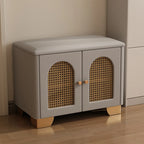 Cubic Wooden Upholstered Entryway Bench with Doors