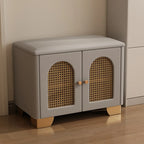 Cubic Wooden Upholstered Entryway Bench with Doors
