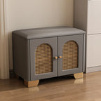 Cubic Wooden Upholstered Entryway Bench with Doors