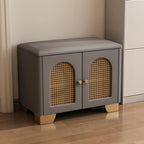 Cubic Wooden Upholstered Entryway Bench with Doors