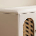 Cubic Wooden Upholstered Entryway Bench with Doors