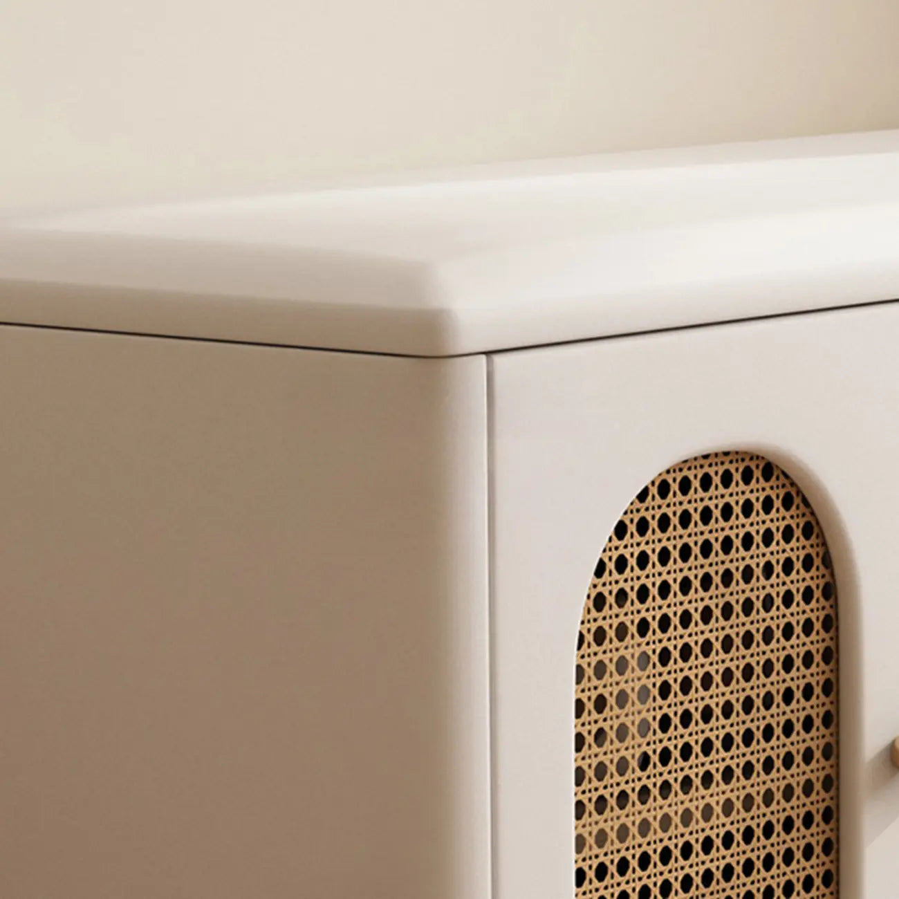 Cubic Wooden Upholstered Entryway Bench with Doors