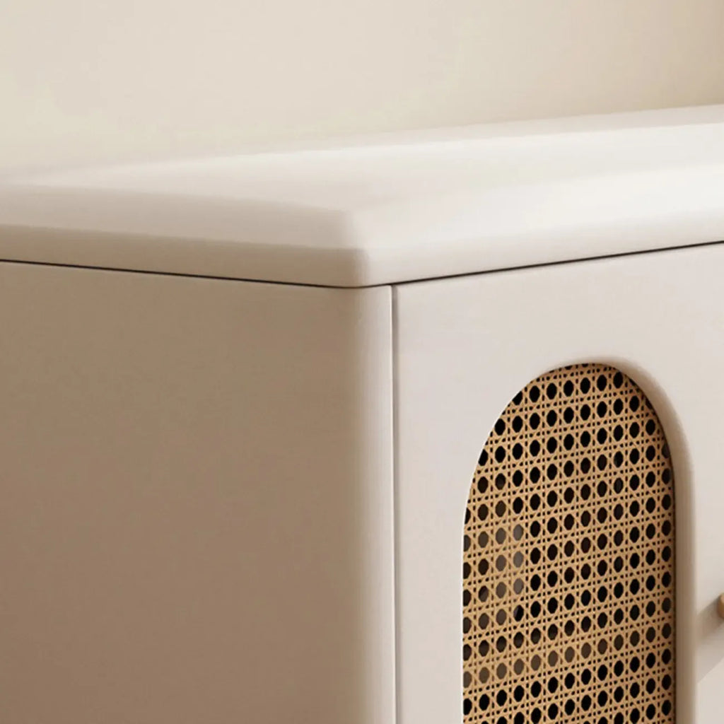Cubic Wooden Upholstered Entryway Bench with Doors