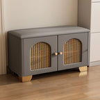 Cubic Wooden Upholstered Entryway Bench with Doors