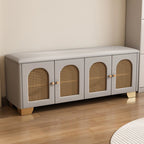 Cubic Wooden Upholstered Entryway Bench with Doors