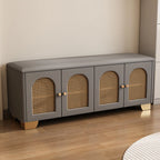 Cubic Wooden Upholstered Entryway Bench with Doors
