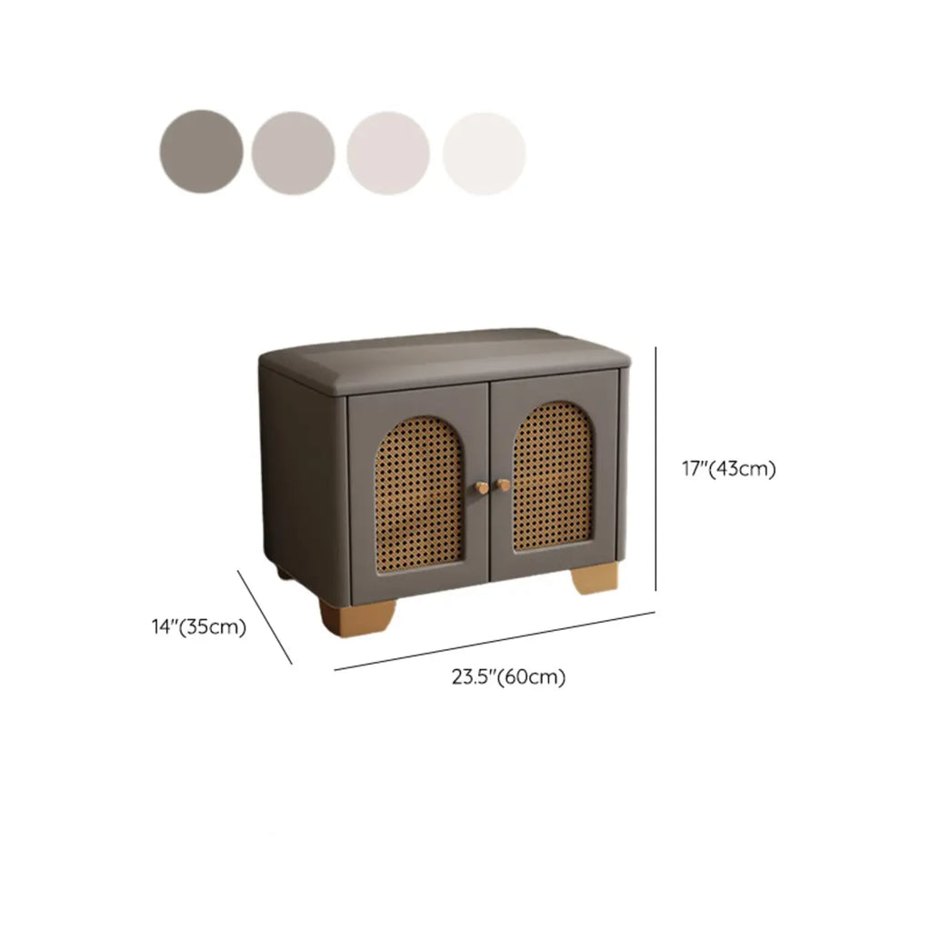 Cubic Wooden Upholstered Entryway Bench with Doors
