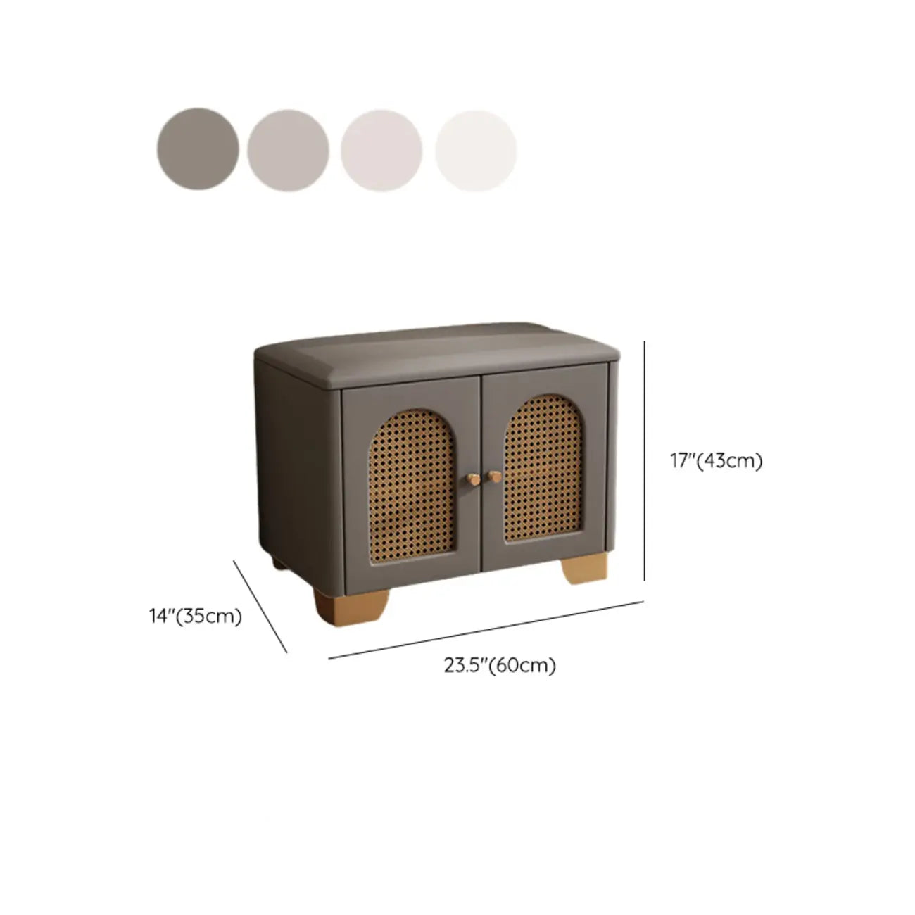 Cubic Wooden Upholstered Entryway Bench with Doors