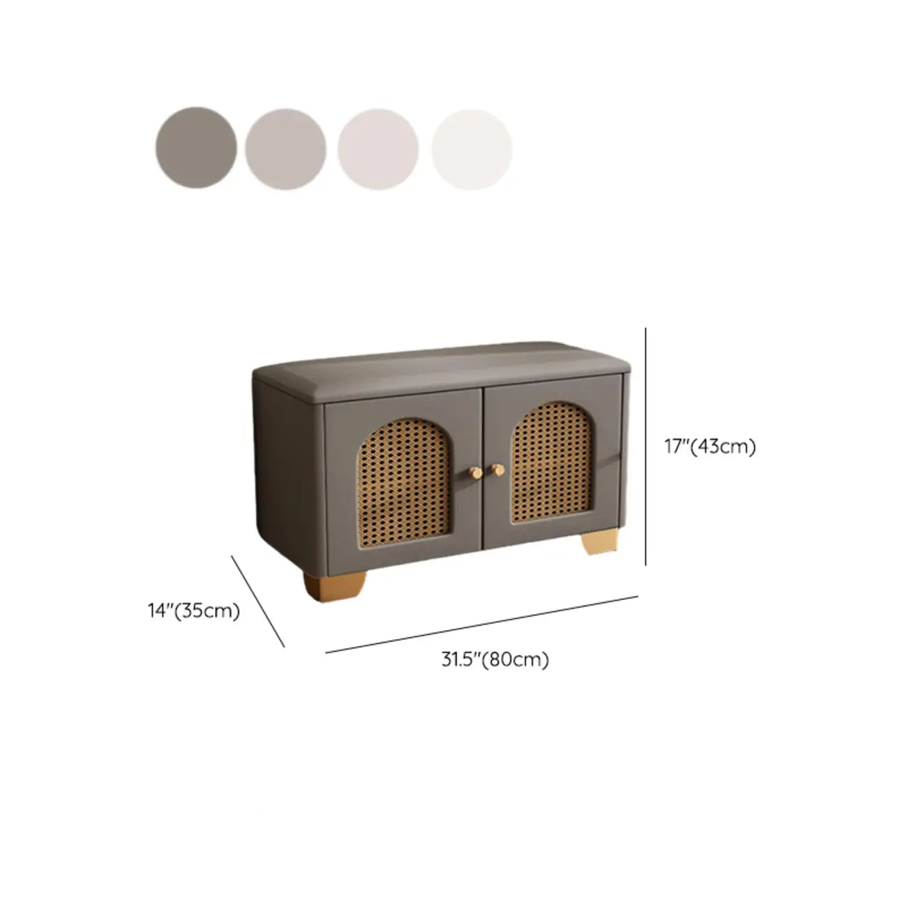 Cubic Wooden Upholstered Entryway Bench with Doors