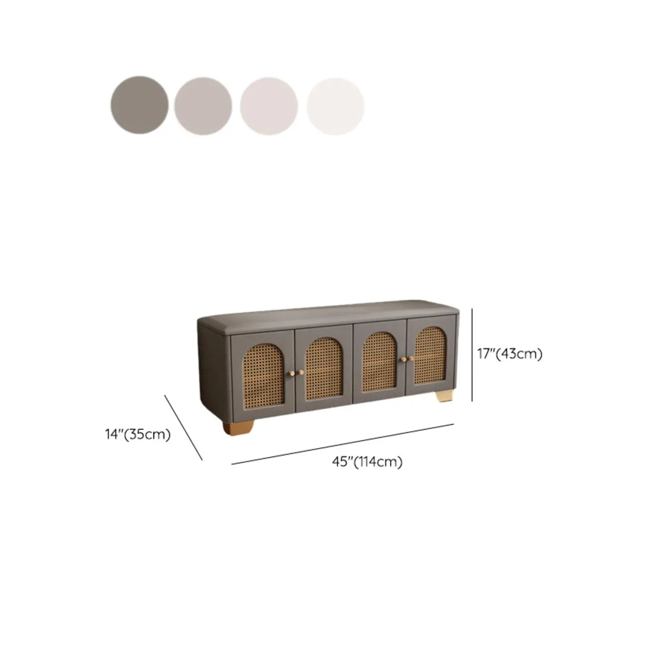 Cubic Wooden Upholstered Entryway Bench with Doors