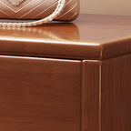 Compact Walnut Wood Storage Entryway Bench with Drawer