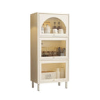 3-5 Shelves White Glass Display Cabinet with Flip Cover