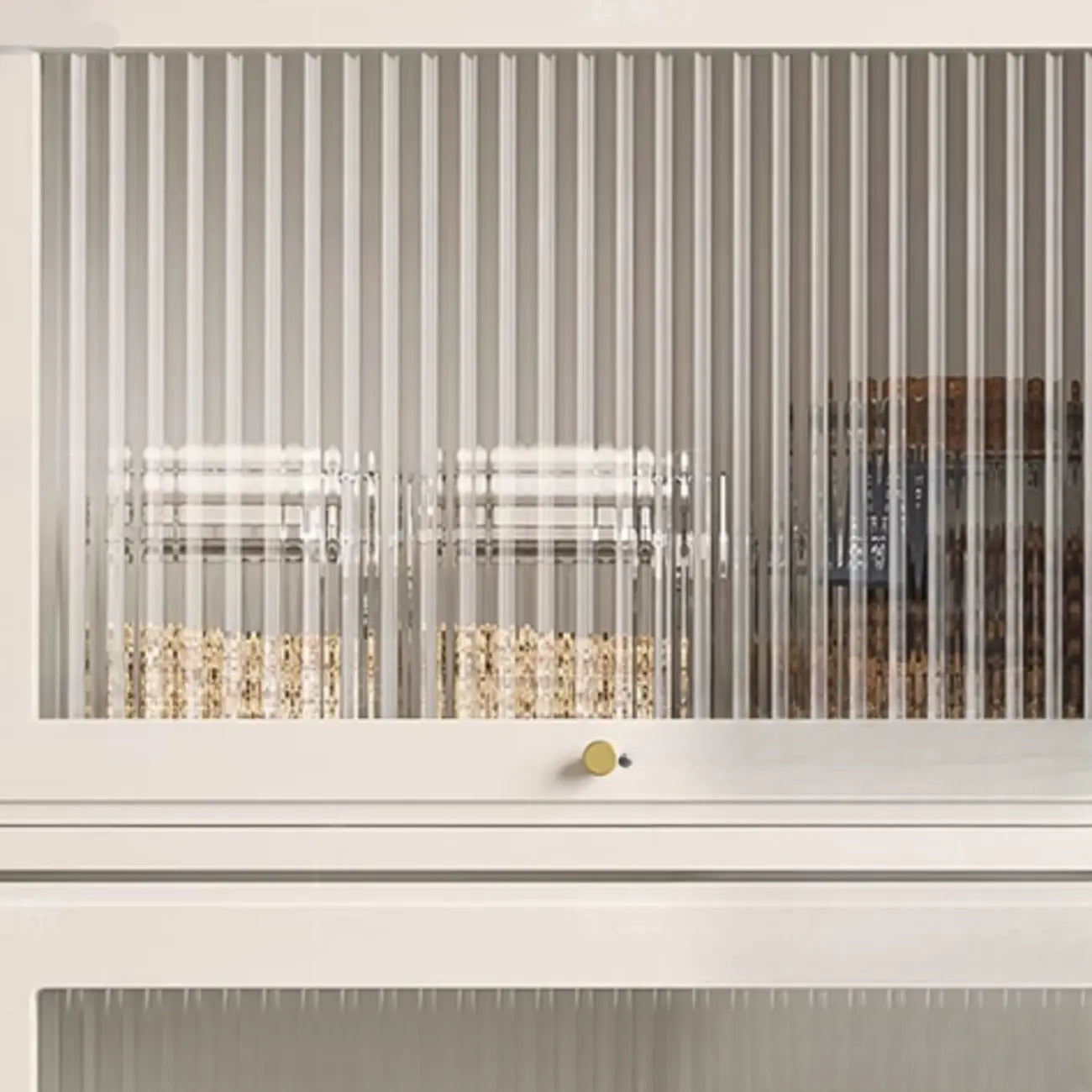 3-5 Shelves White Glass Display Cabinet with Flip Cover