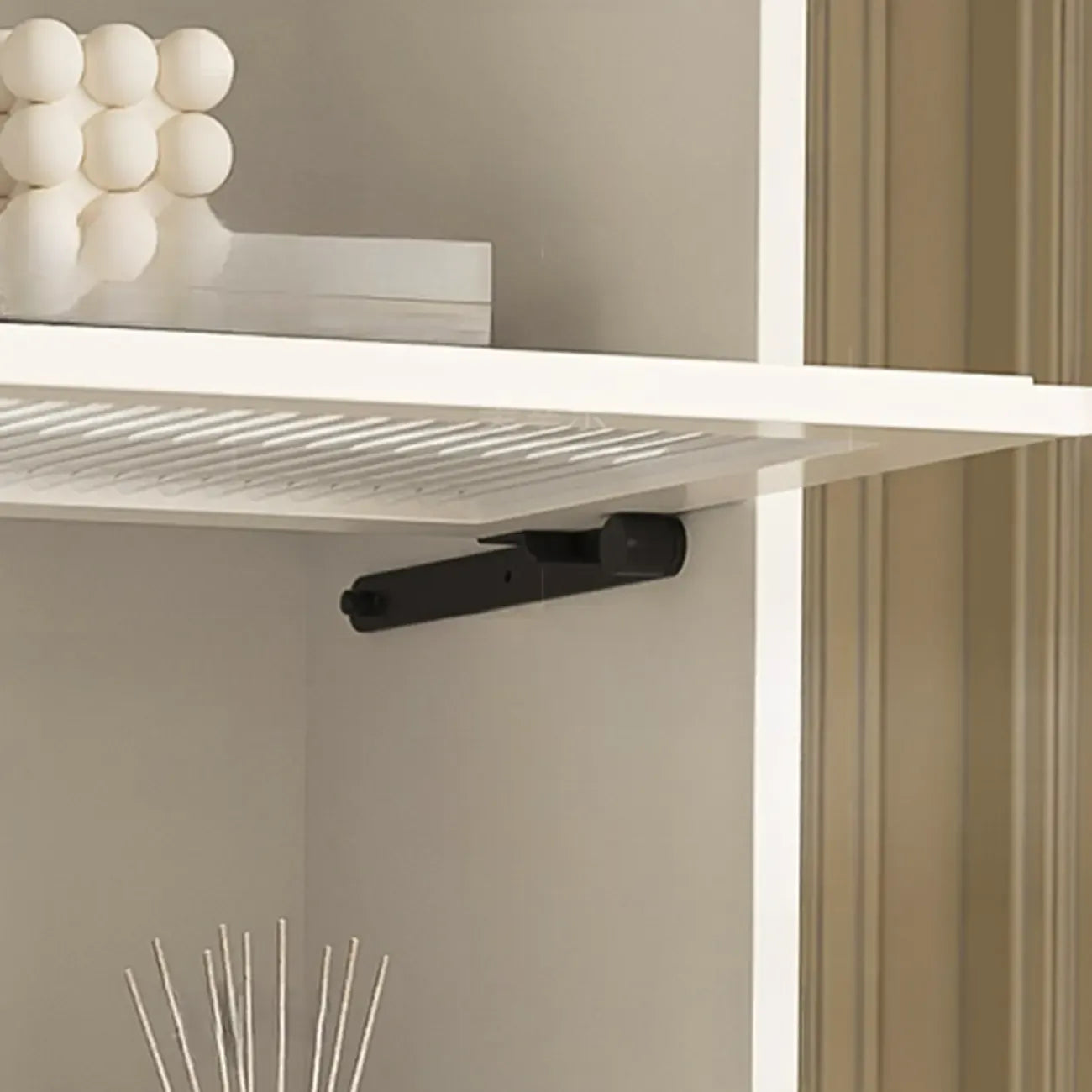 3-5 Shelves White Glass Display Cabinet with Flip Cover