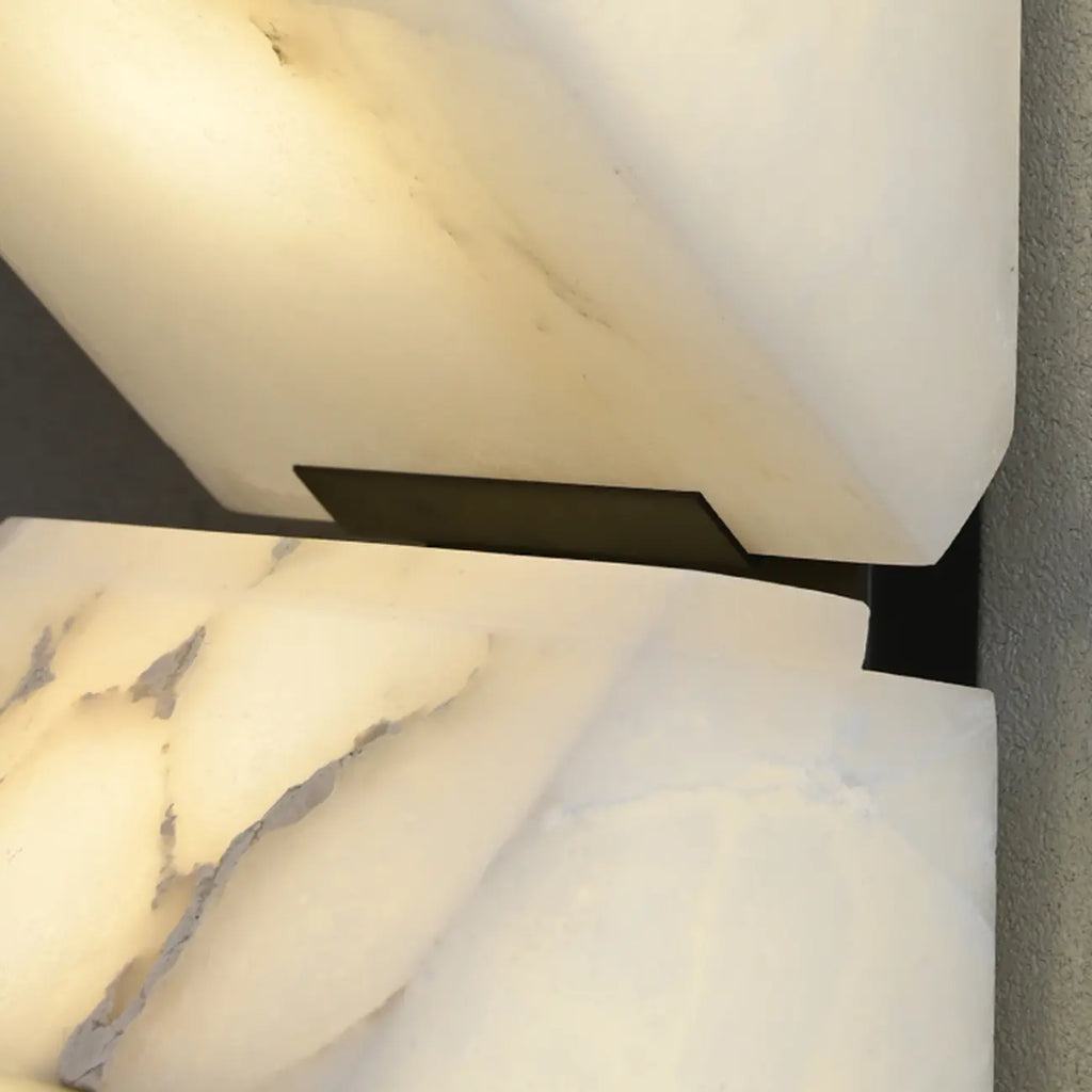 3-Light Geometric Metal Stone Shade Wall Sconce