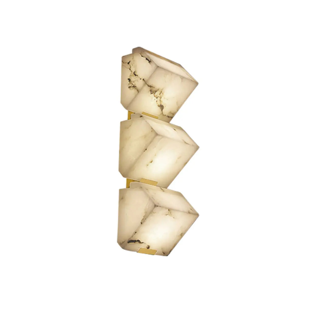 3-Light Geometric Metal Stone Shade Wall Sconce