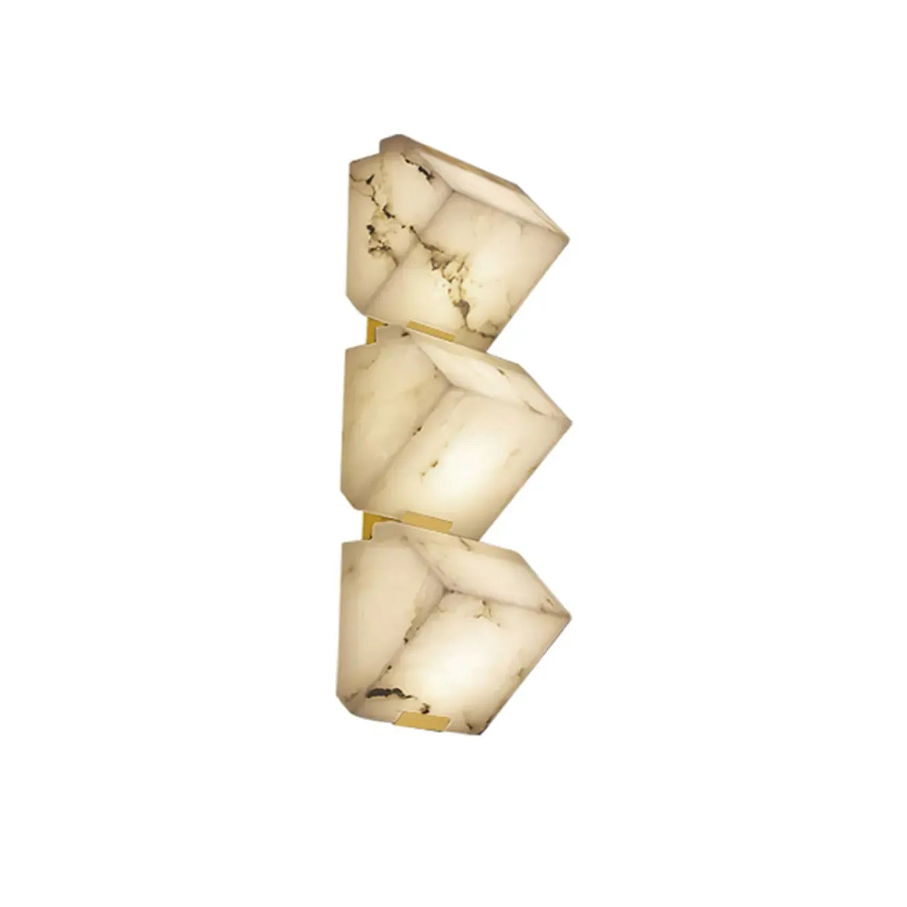 3-Light Geometric Metal Stone Shade Wall Sconce
