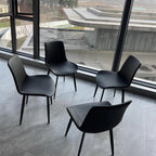 Simple Low Back Faux Leather Dining Chair with Alloy Legs