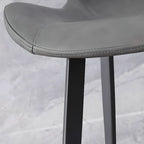 Simple Low Back Faux Leather Dining Chair with Alloy Legs