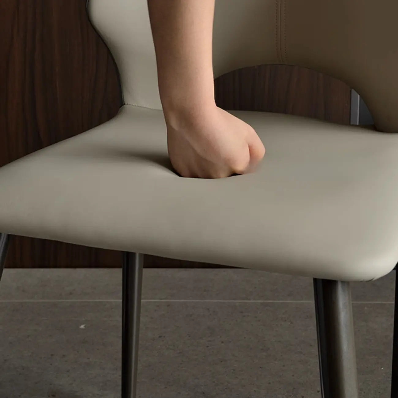 Modern Faux Leather Open Back Armless Dining Chair
