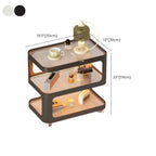 Modern White Glass Shelf 3-Tier Rolling Side Table