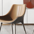 Modern Solid Back Faux Leather Upholstered Dining Chair