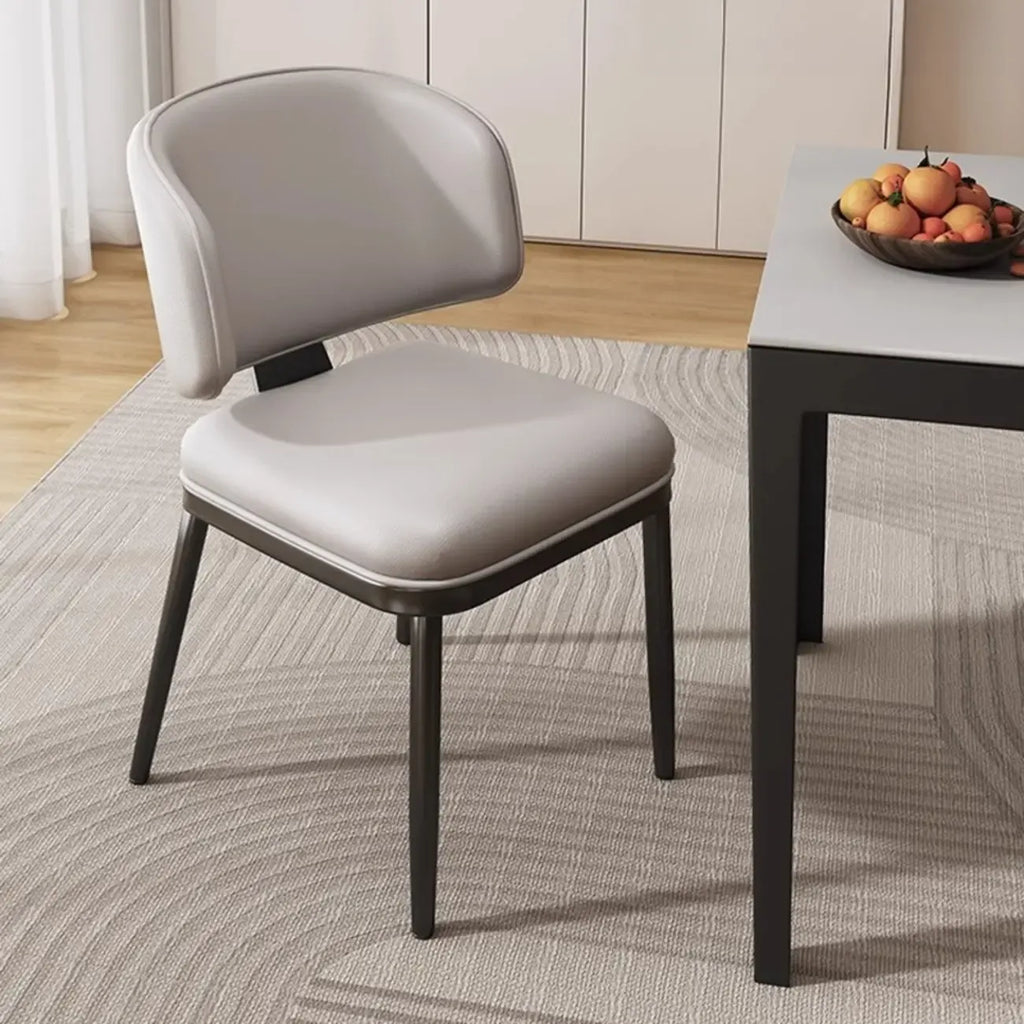 Art Deco Armless Faux Leather Low Back Dining Chair