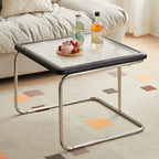 Cherry Finish Rattan Glass Square Nesting Coffee Table