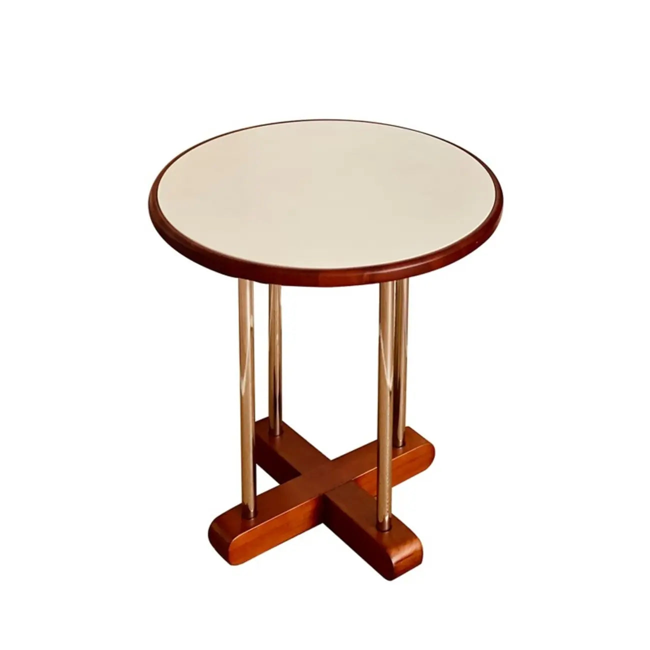 Vintage Round Stone Top Pedestal Base Side Table