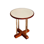 Vintage Round Stone Top Pedestal Base Side Table