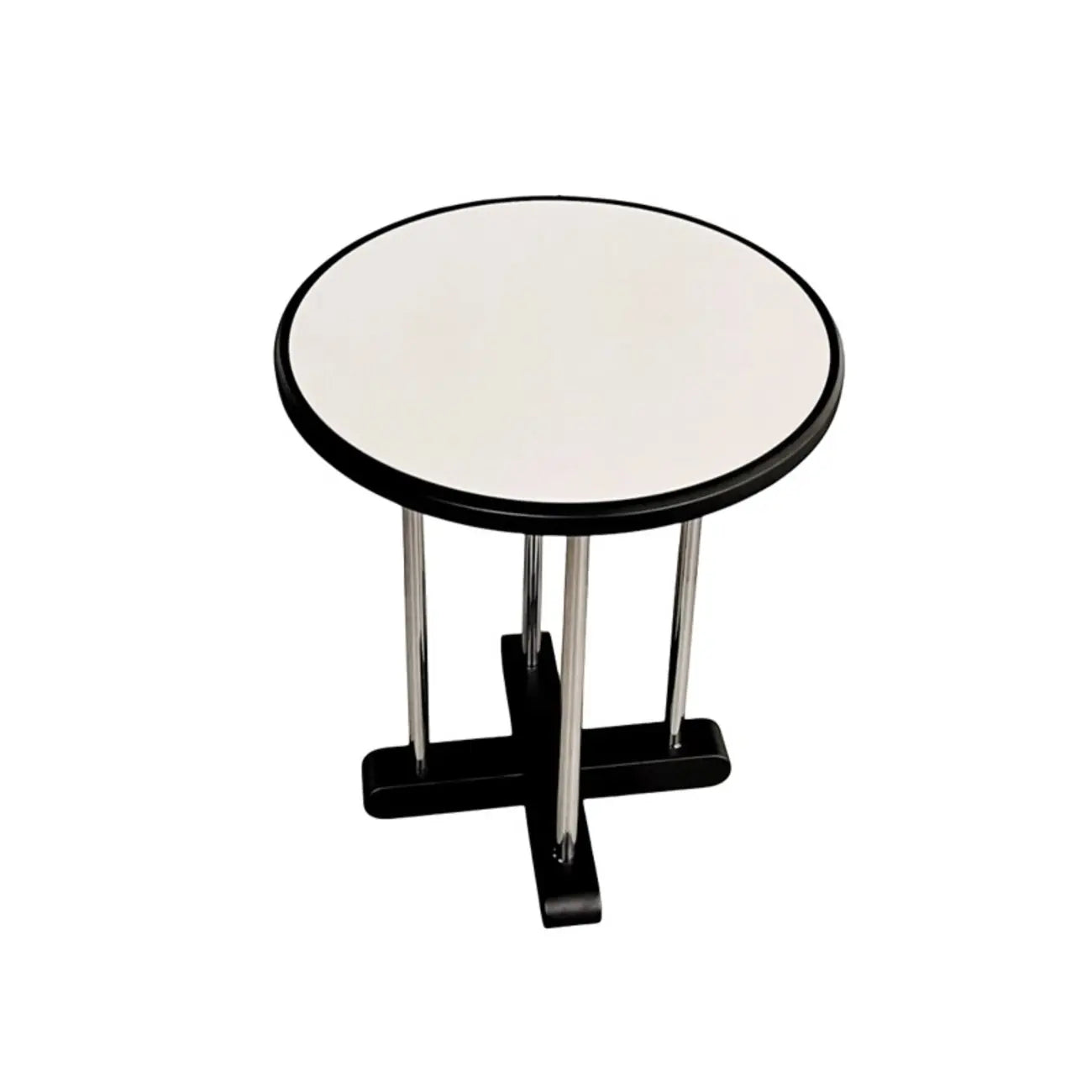 Vintage Round Stone Top Pedestal Base Side Table