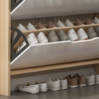Efficient Minimalist Drop-Front Wood Adjustable Shoe Cabinet
