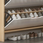 Efficient Minimalist Drop-Front Wood Adjustable Shoe Cabinet