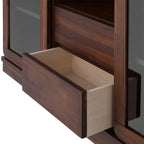 Brown Modern Wood Glass Display Cabinet with Storage