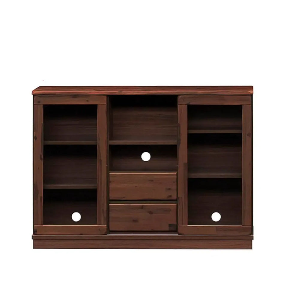 Brown Modern Wood Glass Display Cabinet with Storage