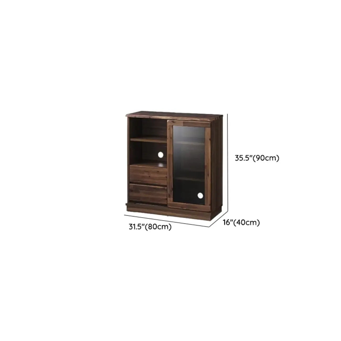 Brown Modern Wood Glass Display Cabinet with Storage