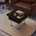 Square Wood Metal Storage Lift-Top Coffee Table with Wheels