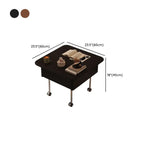 Square Wood Metal Storage Lift-Top Coffee Table with Wheels